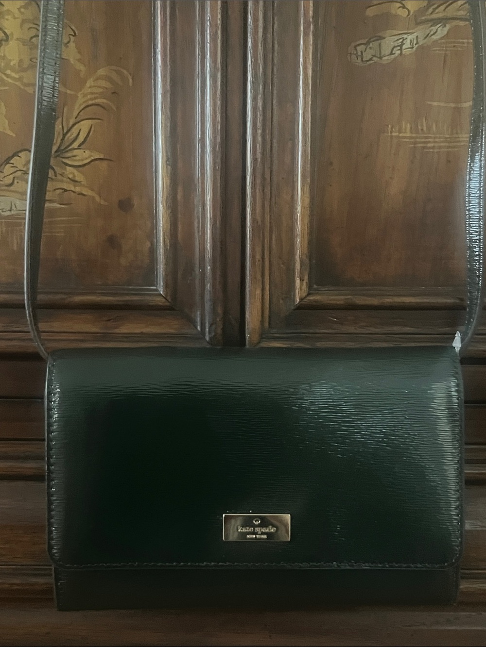 kate spade spruce green patent leather crossbody wallet purse | NWT